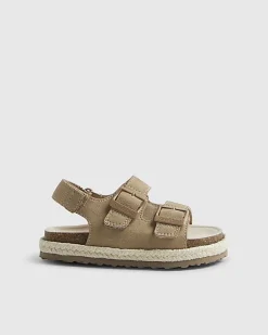 Mini Boys Beige Footbed Sandals