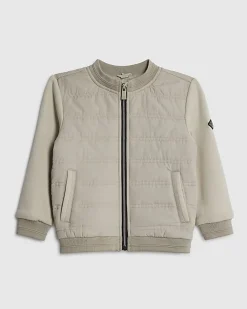 Mini Boys Beige Hooded Hybrid Jacket