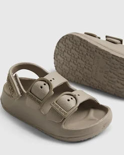 Mini Boys Beige Moulded Double Strap Sliders