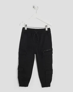 Mini Boys Black Cargo Trousers