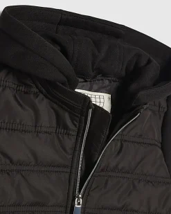 Mini Boys Black Hooded Hybrid Jacket