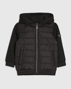 Mini Boys Black Hooded Hybrid Jacket