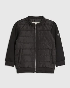 Mini Boys Black Hooded Hybrid Jacket