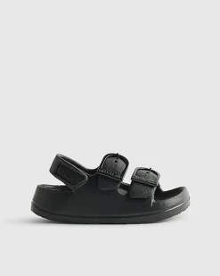 Mini Boys Black Moulded Double Strap Sliders