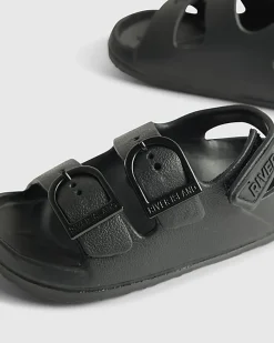 Mini Boys Black Moulded Double Strap Sliders