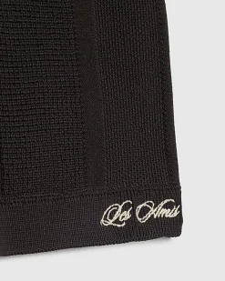 Mini Boys Black Textured Polo Shirt