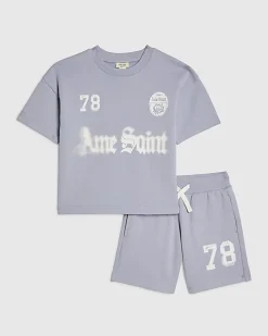 Mini Boys Blue Ame Saint 78 T-Shirt Set