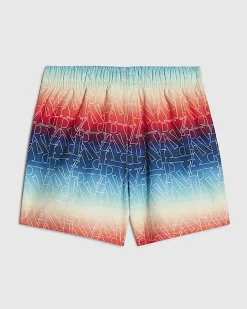 Mini Boys Blue Ombre Monogram Swim Shorts