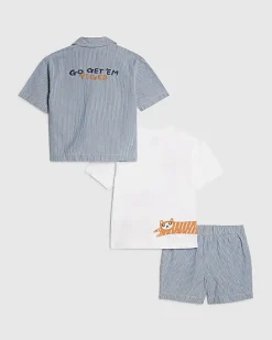 Mini Boys Blue Stripe Shirt Set