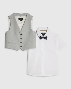 Mini Boys Blue Tailored Waistcoat 3 Piece Set