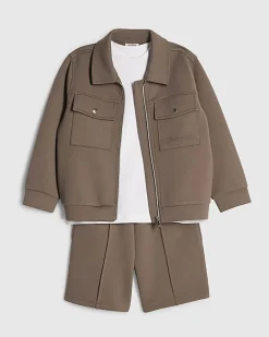 Mini Boys Brown Premium Shirt 3 Piece Set