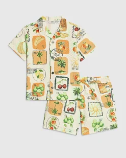 Mini Boys Cream Swim Shirt and Short Set