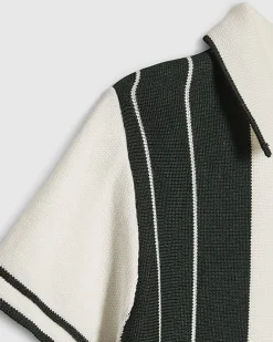 Mini Boys Green Stripe Polo Shirt