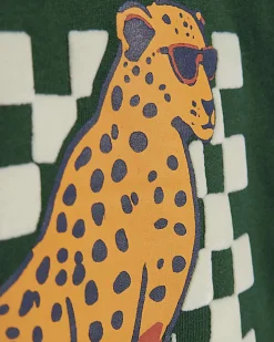 Mini Boys Green Tiger Flock T-Shirt