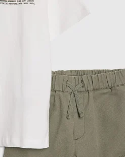 Mini Boys Green Twill Shirt 3 Piece Set