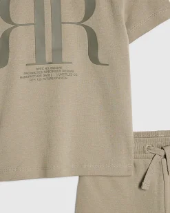 Mini Boys Khaki RR T-Shirt And Shorts Set