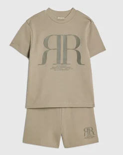 Mini Boys Khaki RR T-Shirt And Shorts Set