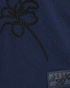 Mini Boys Navy Embroidered Floral Swim Set