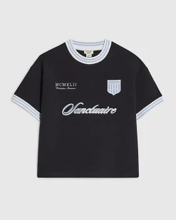 Mini Boys Navy Football Rib T-shirt