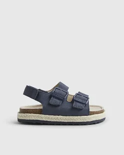 Mini Boys Navy Footbed Sandals