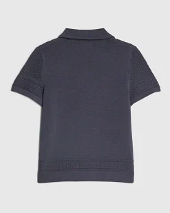 Mini Boys Navy Knitted Shirt