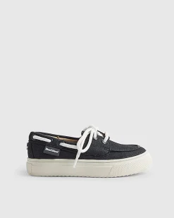 Mini Boys Navy Laced Boat Shoes