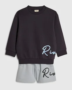 Mini Boys Navy River Sweatshirt Set