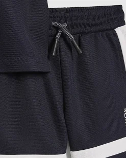 Mini Boys Navy Slim Blocked Polo Set
