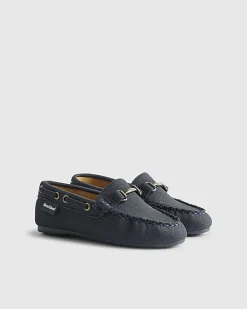 Mini Boys Navy Snaffle Loafers