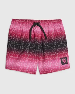Mini Boys Pink Ombre Monogram Swim Shorts