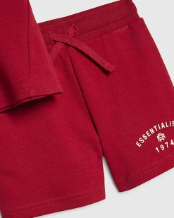 Mini Boys Red Essentialism T-Shirt Set