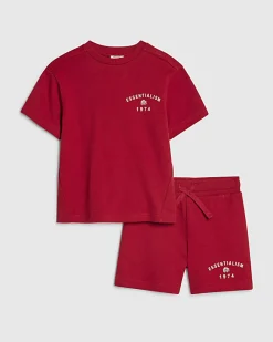 Mini Boys Red Essentialism T-Shirt Set