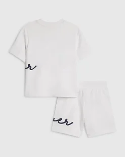Mini Boys White Oversized River T-Shirt Set