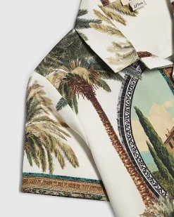 Mini Boys White Palm Tree Print Shirt
