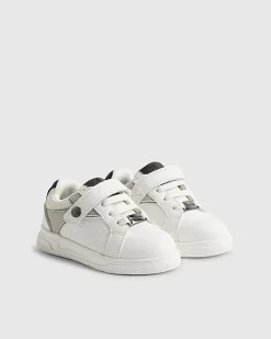 Mini Boys White RI Embossed Trainers