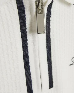 Mini Boys White Slim fit Textured Polo Shirt