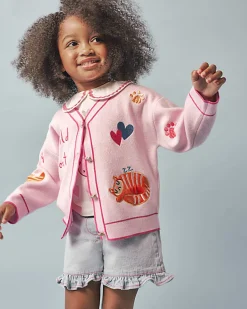 Mini Girls Abbie Rosie Pink Tiger Cardigan