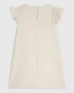 Mini Girls Beige Rosette Shift Dress