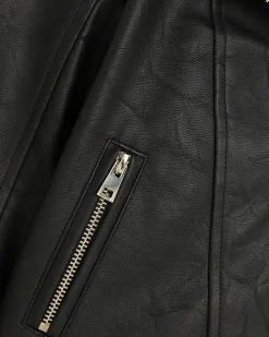 Mini Girls Black Faux Leather Biker Jacket