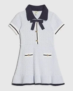 Mini Girls Blue Boucle Dress