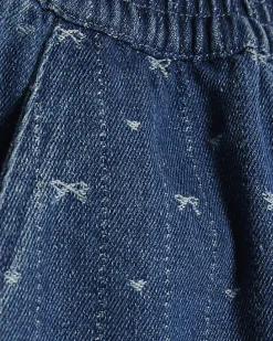 Mini Girls Blue Bow Barrel Jeans