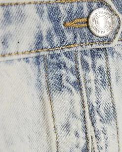 Mini Girls Blue Bow Pleated Denim Skort