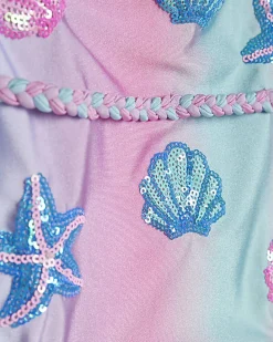 Mini Girls Blue Ombre Sequin Swimsuit