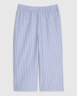 Mini Girls Blue Stripe Wide Leg Trousers