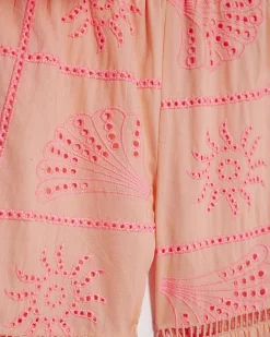 Mini Girls Coral Tiered Broderie Top Set