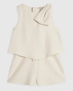 Mini Girls Cream Bow Playsuit