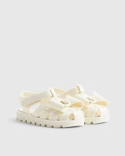 Mini Girls Cream Bow Sandals