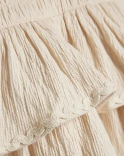 Mini Girls Cream Crochet Flower Dress