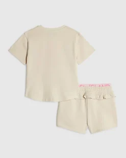 Mini Girls Cream Iconic Vibes Shorts Set