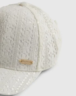 Mini Girls Cream Sequin Lace Cap